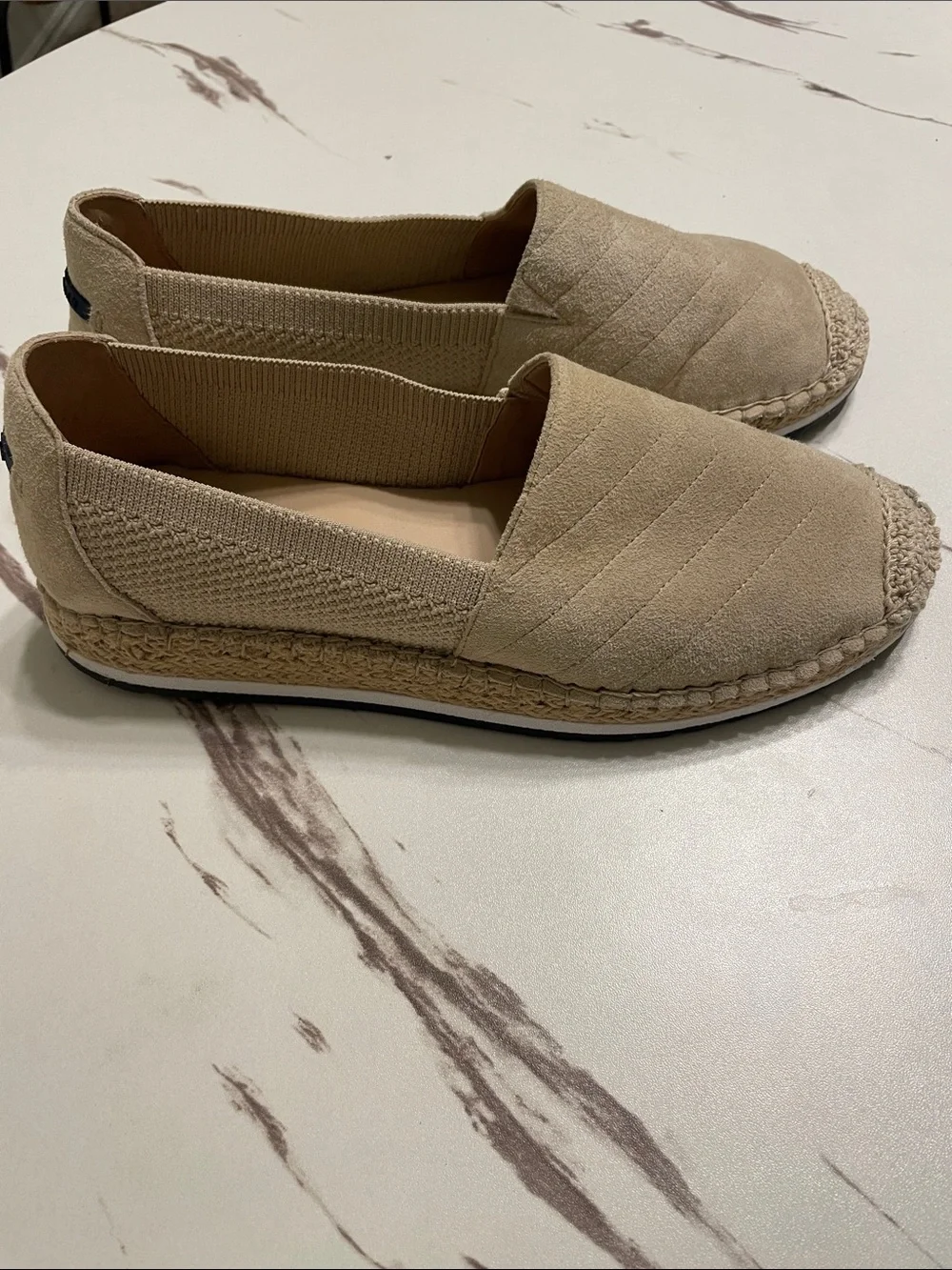 COLE HAAN NWOT LEATHER Taupe Suede Espadrille Slip-Ons
